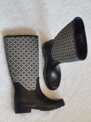 Cizme ploaie zapada dama Tory Burch Jacquard Rainboot cauciuc negru jacqard monogram - imagine 4