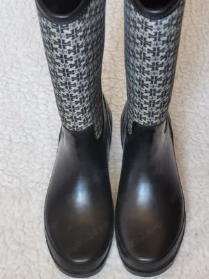 Cizme ploaie zapada dama Tory Burch Jacquard Rainboot cauciuc negru jacqard monogram - imagine 10