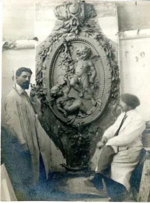 Sculptura Gips Patinat Portret Copil Julieta Orasanu Storck 1896-1954 - imagine 5