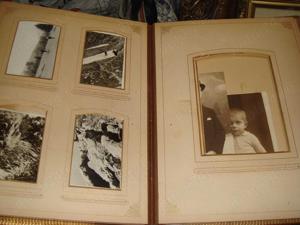  Album Vechi Foto VINTAGE Coperti Piele Fotografii 16 Pagini Cartonate - imagine 2