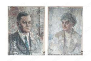 Portrete - Portret Femeie Barbat Ulei pe Panza 80 60cm Semnat TABLOU PICTOR