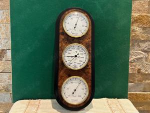 Statie meteo analogica, de colectie, din lemn masiv
