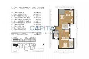 Apartament cu 3 camere, cu balcon tip logie * D06 Coquette Style (M99 Residence) - imagine 2