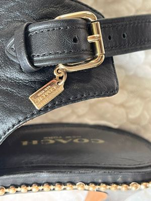 Botine negre dama Coach vara piele naturala sandale ghetute  - imagine 5