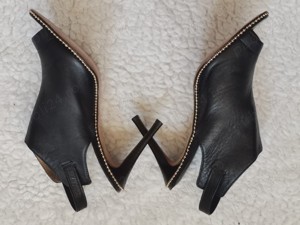 Botine negre dama Coach vara piele naturala sandale ghetute  - imagine 4