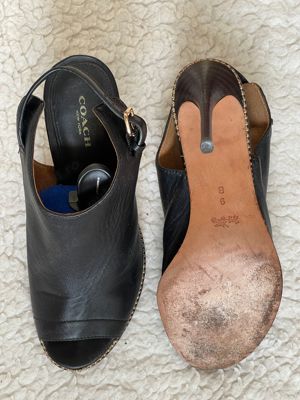 Botine negre dama Coach vara piele naturala sandale ghetute  - imagine 9