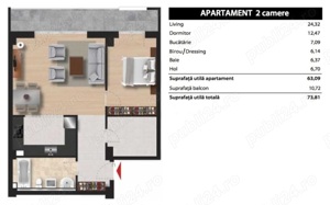 Apartament 2 camere + birou   dressing, 63mp + balcon 10mp, Soporului. De la proprietar: Comision 0% - imagine 10