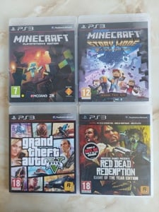 [PS3] Vând 4 jocuri de top, Minecraft, Gta 5 și Red Dead Redemption 1