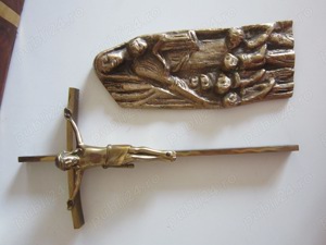 cadou rar bronz Crucifix Cruce bronz Joseph Krautwald 1960 - imagine 4