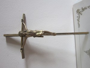 cadou rar bronz Crucifix Cruce bronz Joseph Krautwald 1960 - imagine 2