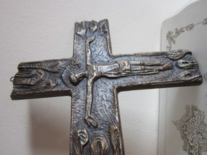 cadou rar Cruce Crucifix bronz Joseph Krautwald 1950 Germania - imagine 4