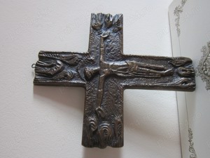 cadou rar Cruce Crucifix bronz Joseph Krautwald 1950 Germania - imagine 2