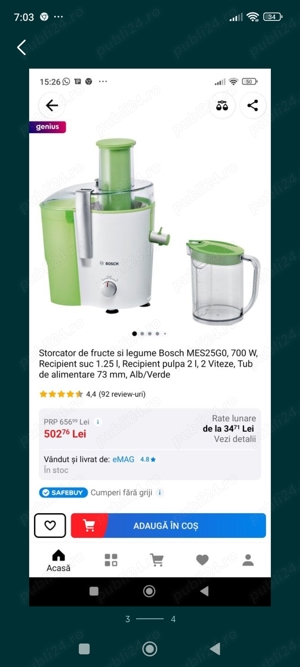 Vand storcător fructe Bosch nou - imagine 2