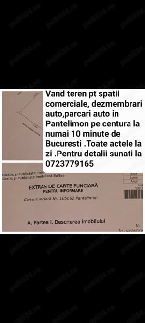 Vând teren  pe centura Bucuresti