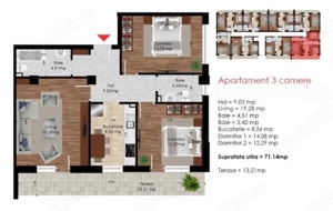 Apartament 3 camere  - imagine 10