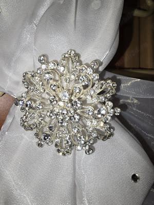 Rochie albă de mireasă Gabriela de Luca + Colier + Cercei, Mărime 38M. - imagine 4