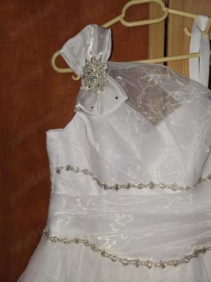 Rochie albă de mireasă Gabriela de Luca + Colier + Cercei, Mărime 38M. - imagine 7