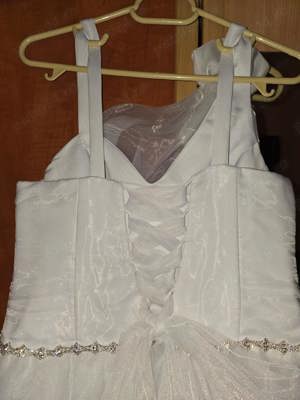 Rochie albă de mireasă Gabriela de Luca + Colier + Cercei, Mărime 38M. - imagine 8