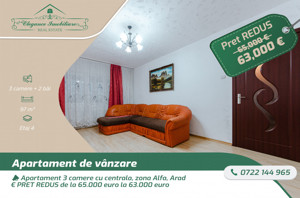 Apartament 3 camere cu centrala, zona Alfa Arad - imagine 2