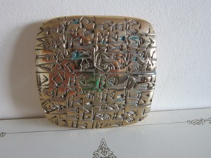 cadou rar bronz masiv Contract Vanzare Sclav Act Sumerian Scriere Cuneiforma (650 g) - imagine 4