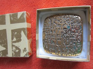 cadou rar bronz masiv Contract Vanzare Sclav Act Sumerian Scriere Cuneiforma (650 g) - imagine 7