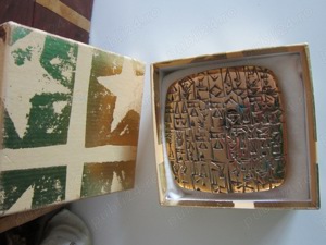 cadou rar bronz masiv Contract Vanzare Sclav Act Sumerian Scriere Cuneiforma (650 g) - imagine 2