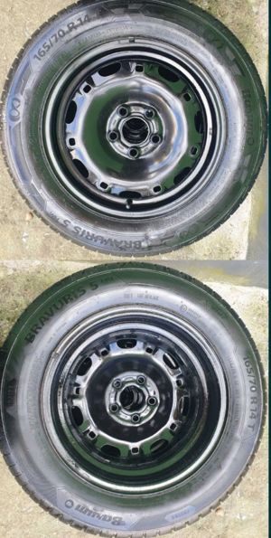 4 Jante Oțel în 5 Prezoane cu Cauciucuri de Vară(Același model toate)-165/70 R14- 81T-DOT 0522 - imagine 3
