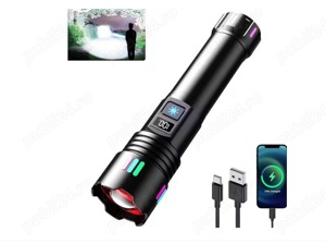 Lanterne led tip Laser noi telezoom afisaj electronic ,raza 700 metri acumulator litiu  - imagine 6