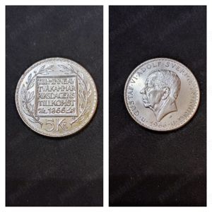 Moneda argint 5 Kronor, SUEDIA, 1966