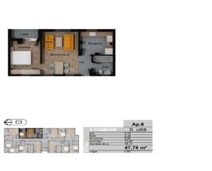 Apartament 2 camere decomandat, 47.76 mp, zona Terra - imagine 8