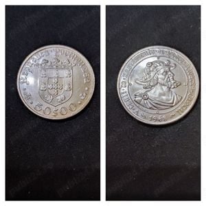 Moneda argint 50 Escudos, PORTUGALIA, 1968
