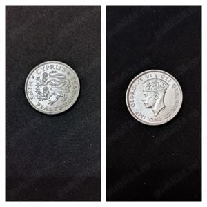 Moneda argint 9 Piastres, CIPRU, 1938