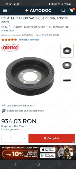 Fulie vibrochen Opel astra  - imagine 4