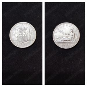 Moneda argint 2 Pesetas, SPANIA, 1870
