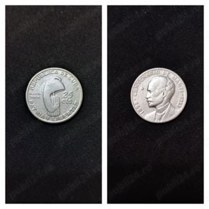 Moneda argint 25 Centavos, CUBA, 1953