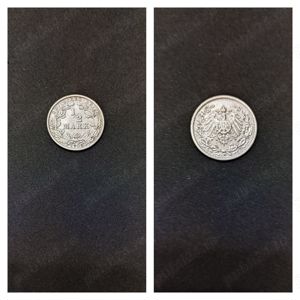 Moneda argint 1:2 Mark, GERMANIA, 1908