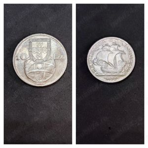 Moneda argint 10 Escudos, PORTUGALIA, 1955