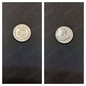 Moneda argint 25 Cents, CEYLON, 1926