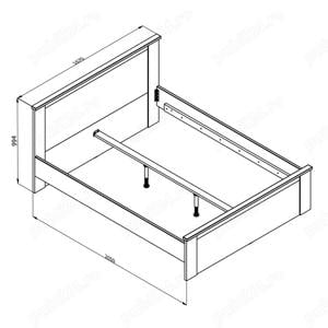 Pat dormitor matrimonial, stejar alb + stejar gri, 160 x 200 cm - imagine 3