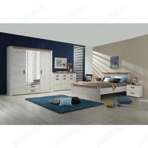 Pat dormitor matrimonial, stejar alb + stejar gri, 160 x 200 cm - imagine 4