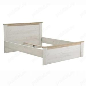 Pat dormitor matrimonial, stejar alb + stejar gri, 160 x 200 cm - imagine 2