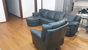 Canapea de piele Schreiber 4 locuri cu coltar si fotoliu recliner - imagine 5