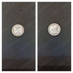 Moneda argint 3 Pence, MAREA BRITANIE, 1896