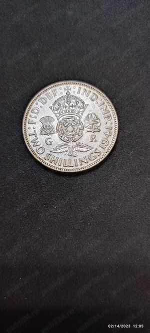 Moneda argint 2 Shillings, MAREA BRITANIE, 1941 - imagine 2