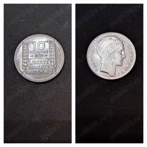 Moneda argint 10 Francs, FRANTA, 1939