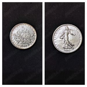 Monede argint 5 Francs, FRANTA, 1960, 1961, 1962, 1963, 1964