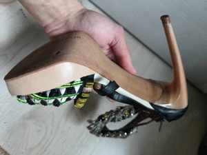  Multi colored Leather Heeled Sandals by Sam Edelman, Pantofi cu toc - imagine 4