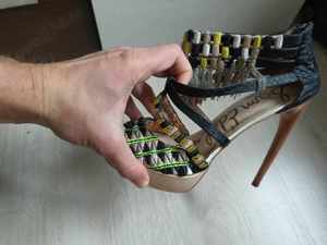  Multi colored Leather Heeled Sandals by Sam Edelman, Pantofi cu toc - imagine 5