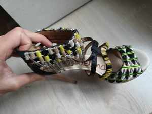  Multi colored Leather Heeled Sandals by Sam Edelman, Pantofi cu toc - imagine 2