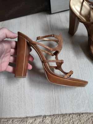 Sandale STEFANEL Brown  camel leather suede high heels sandals Nr.39